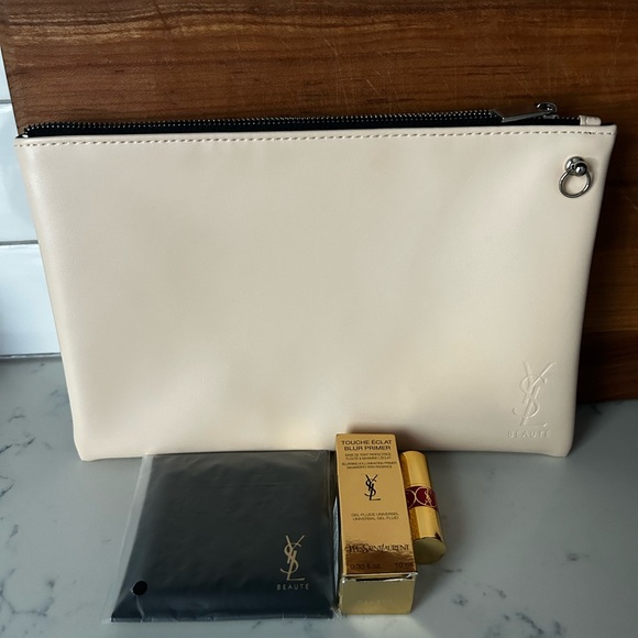 YSL New Beauty Pouch w/ Mirror, Mini Lipstick, Touché Eclat Primer. - Picture 1 of 4